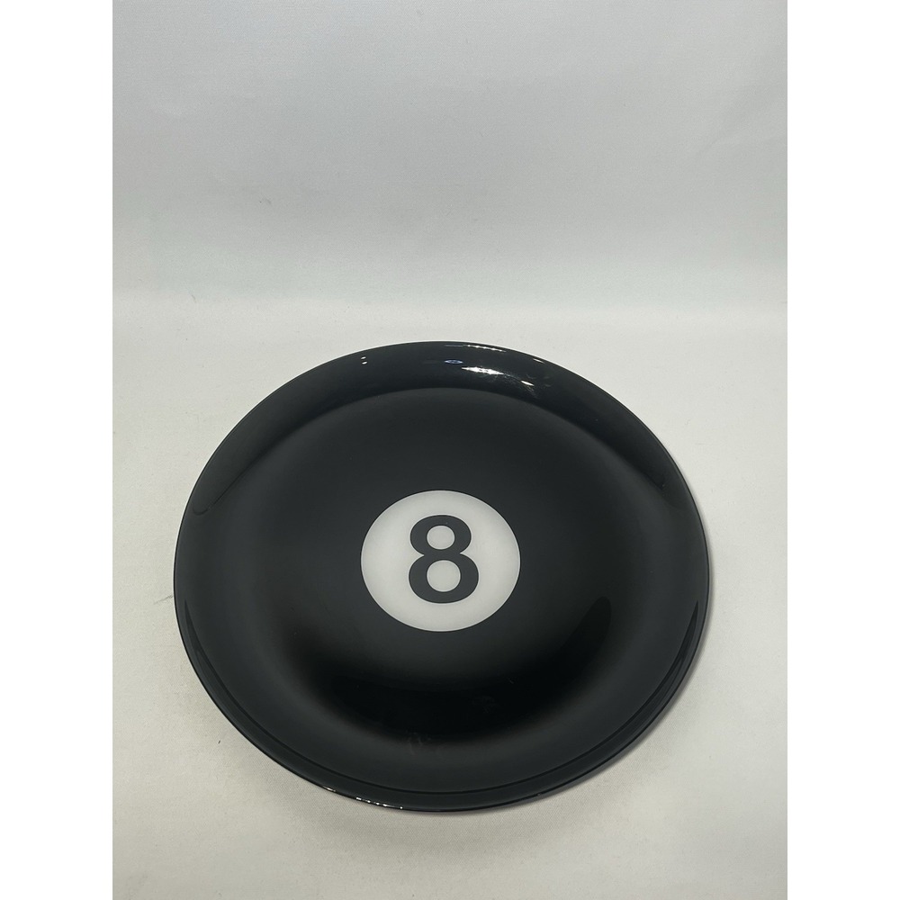 8 Ball Serving Platter 12.5" Vintage Luminarc Pool Parlor Game Room Decor